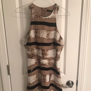 Nude/Black Stripe Skater Dress